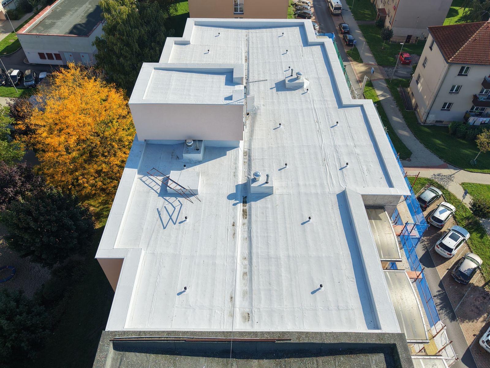 Izolace střechy z PVC folie - letecký pohled